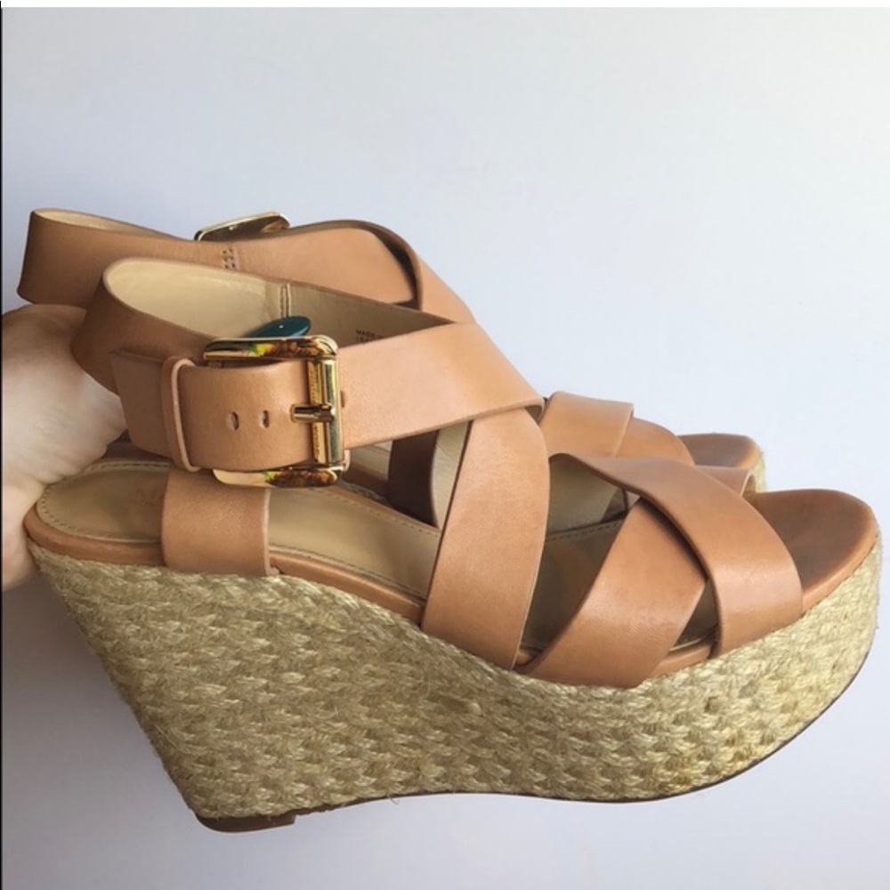 Michael Kors ‘Celia’ leather mid wedge espadrille